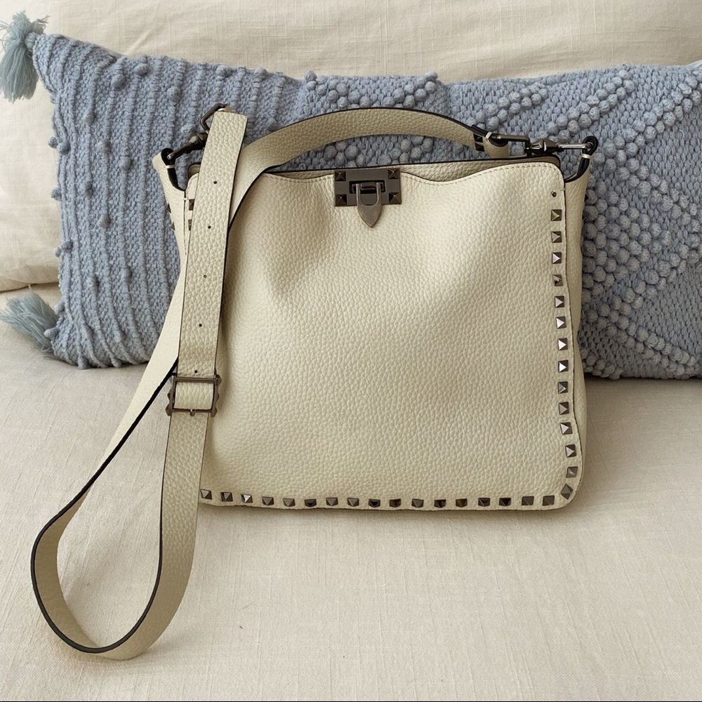 Valentino Rockstud Flip Lock Messenger Bag Leather Medium